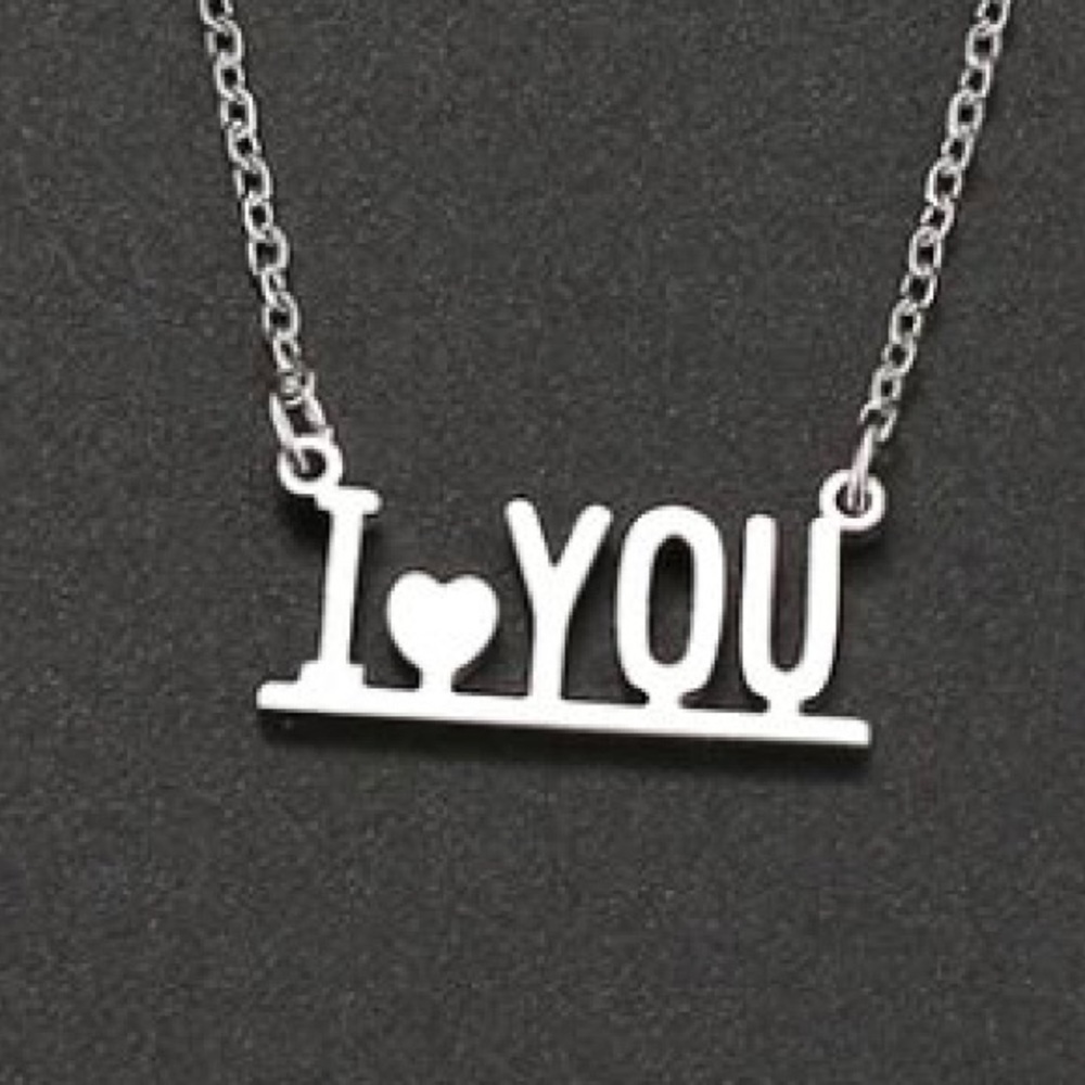 Stylish 'I Love You' Stainless Steel Silver Necklace Accessory Jewelry